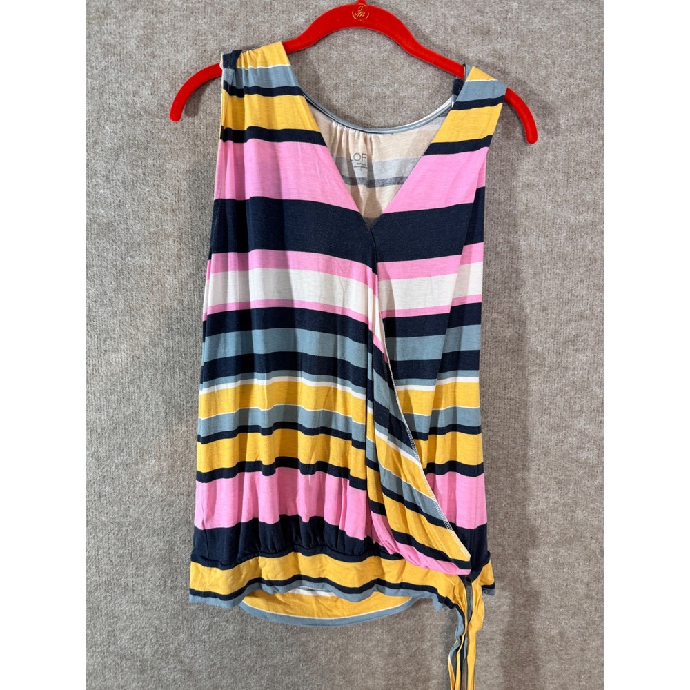 LOFT Outlet Faux Wrap Tank Top Women Large Striped Surplice Sleeveless Casual
